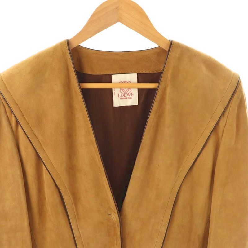 Loewe No Collar Suede Jacket Single Camel HK - OS