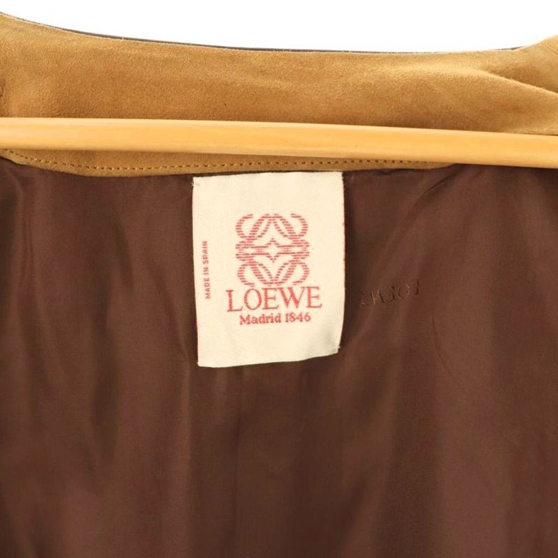 Loewe No Collar Suede Jacket Single Camel HK - OS