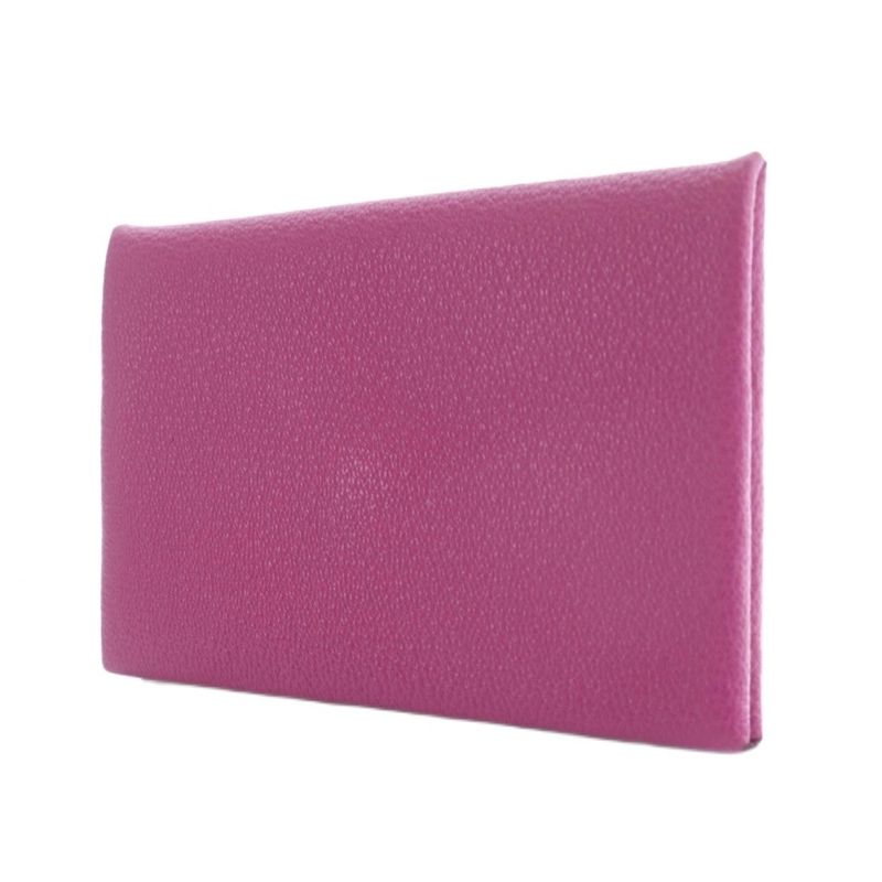 Hermes Calvi Duo Pass Case Coin Case Coin Case Coin Purse Chevre Rose Purple W