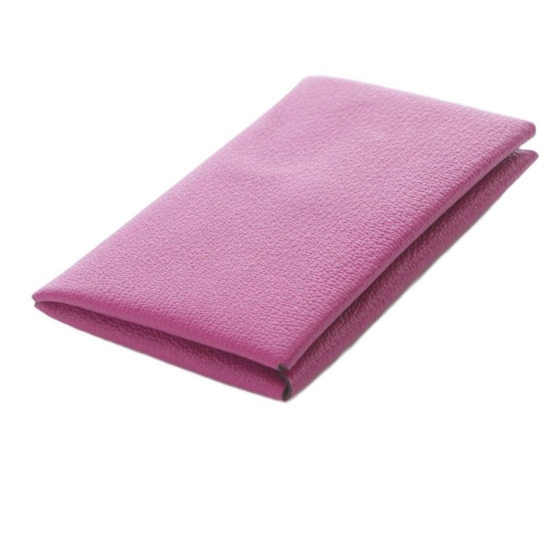 Hermes Calvi Duo Pass Case Coin Case Coin Case Coin Purse Chevre Rose Purple W