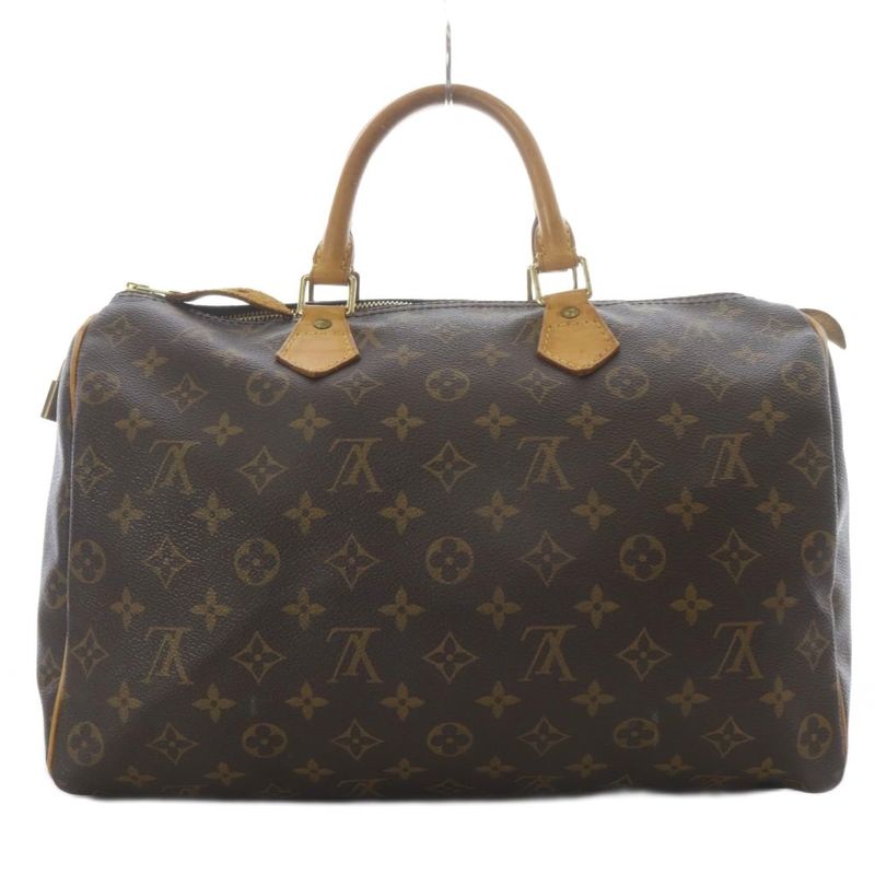 Louis Vuitton Monogram Speedy 35 Boston Bag Handbag Brown With Padlock M41524