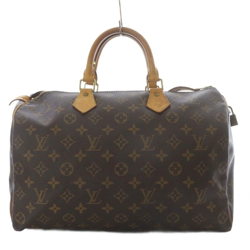 Louis Vuitton Monogram Speedy 35 Boston Bag Handbag Brown With Padlock M41524