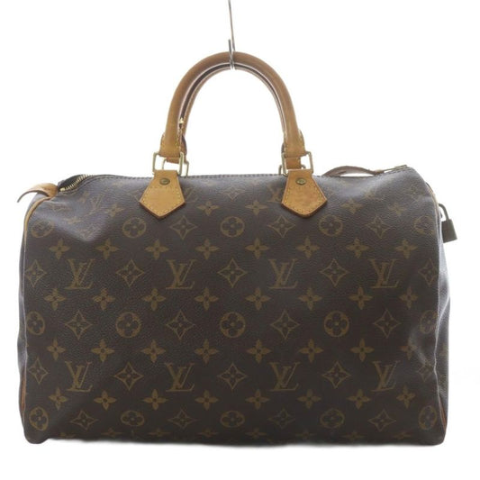 Louis Vuitton Monogram Speedy 35 Boston Bag Handbag Brown With Padlock M41524
