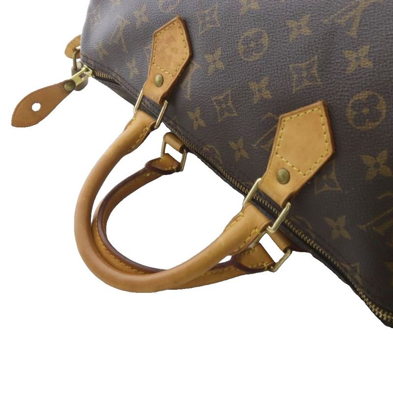 Louis Vuitton Monogram Speedy 35 Boston Bag Handbag Brown With Padlock M41524