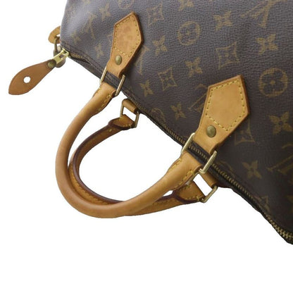 Louis Vuitton Monogram Speedy 35 Boston Bag Handbag Brown With Padlock M41524