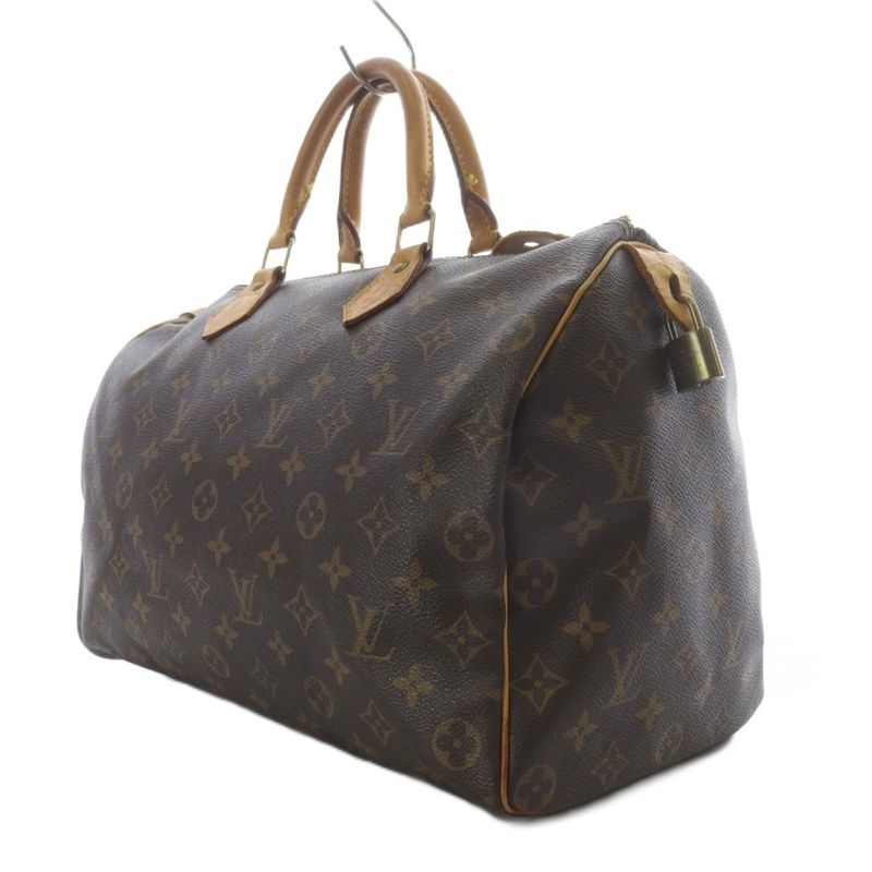 Louis Vuitton Monogram Speedy 35 Boston Bag Handbag Brown With Padlock M41524