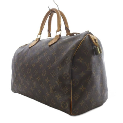 Louis Vuitton Monogram Speedy 35 Boston Bag Handbag Brown With Padlock M41524