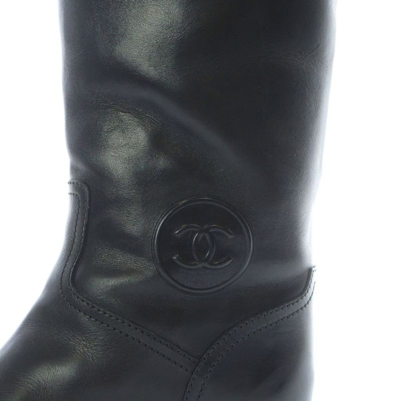Chanel Long Boots Jockey Coco Mark Bicolor Black G26562 RI - OS