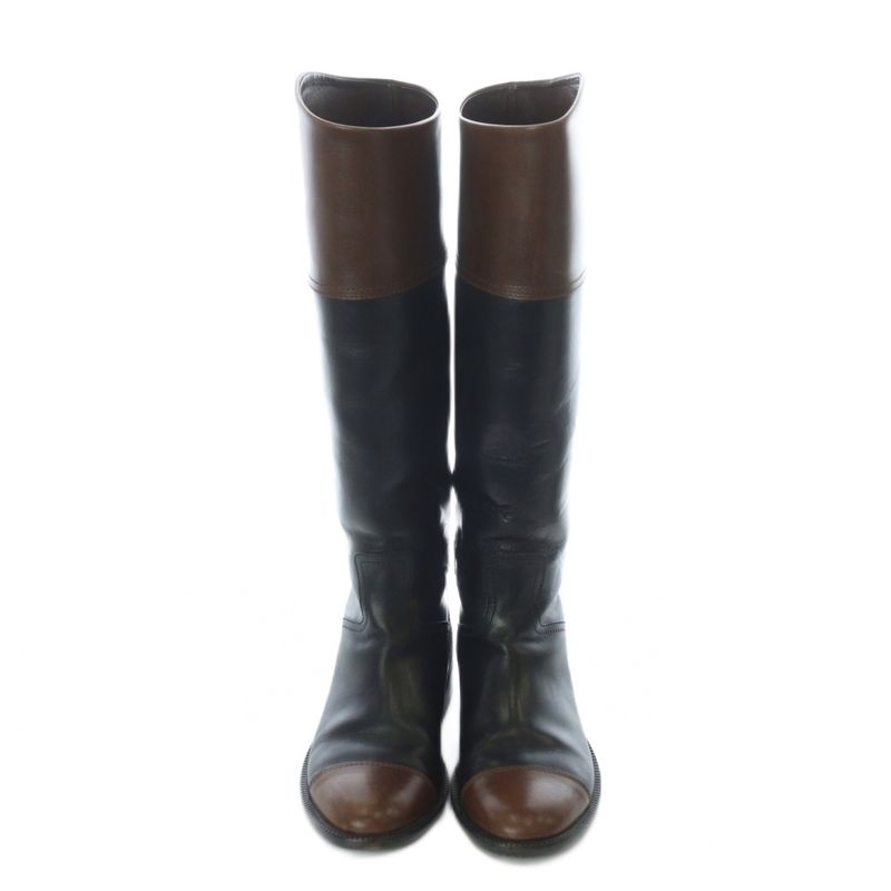 Chanel Long Boots Jockey Coco Mark Bicolor Black G26562 RI - OS
