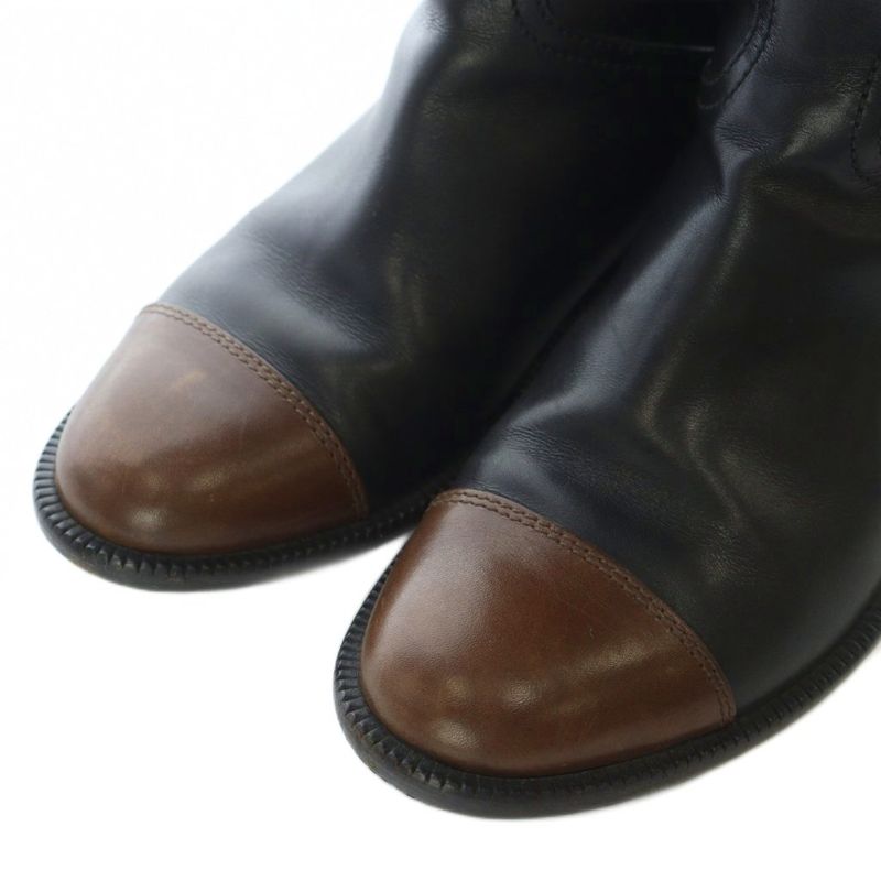 Chanel Long Boots Jockey Coco Mark Bicolor Black G26562 RI - OS