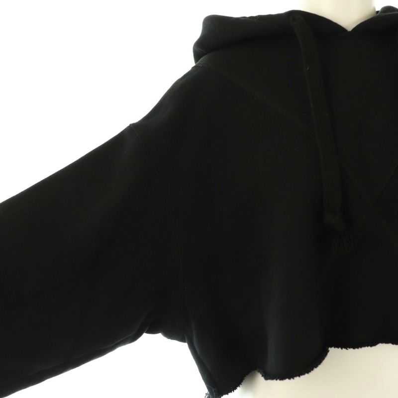 Gucci Cropped Pullover Hoodie Sweatshirt Applique Embroidery XXS Black Multicolo