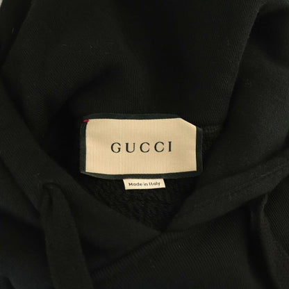 Gucci Cropped Pullover Hoodie Sweatshirt Applique Embroidery XXS Black Multicolo
