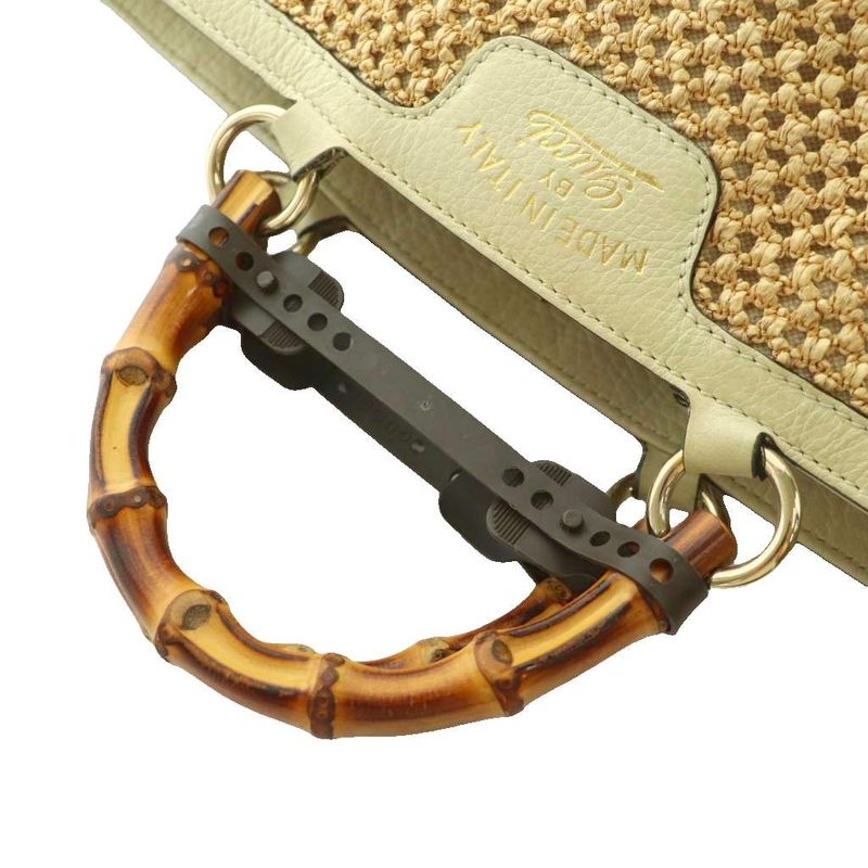 Gucci Bamboo Tote Bag Straw Leather Beige 338965 MI - OS