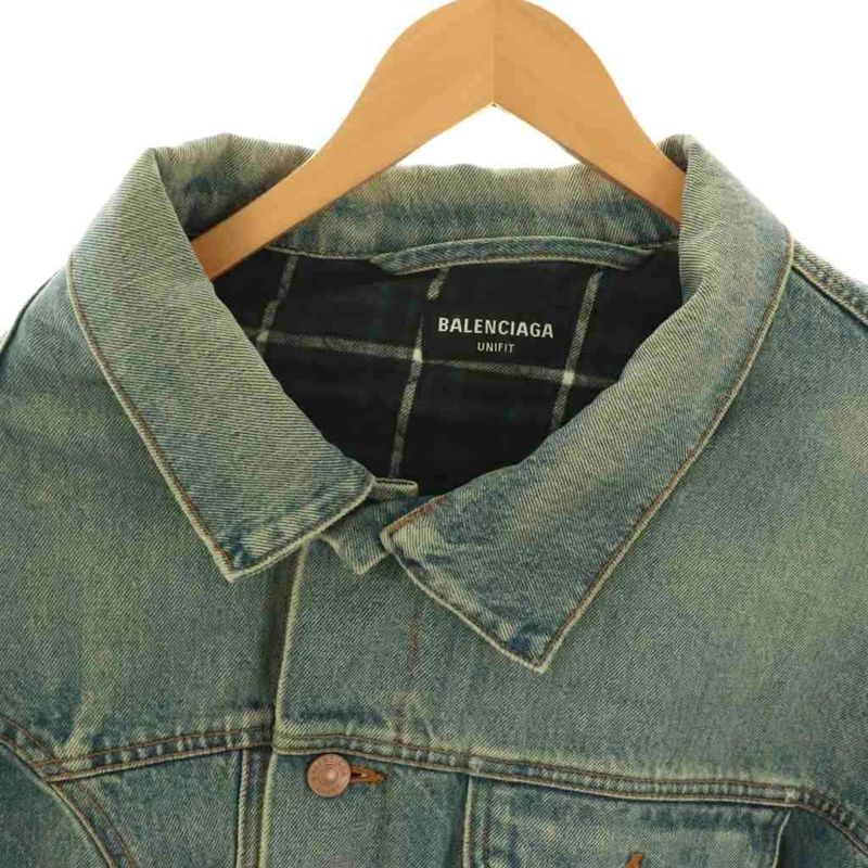 Balenciaga Asymmetrical Padded Denim Jacket G Jean XS Indigo Blue 662747 DO - OS