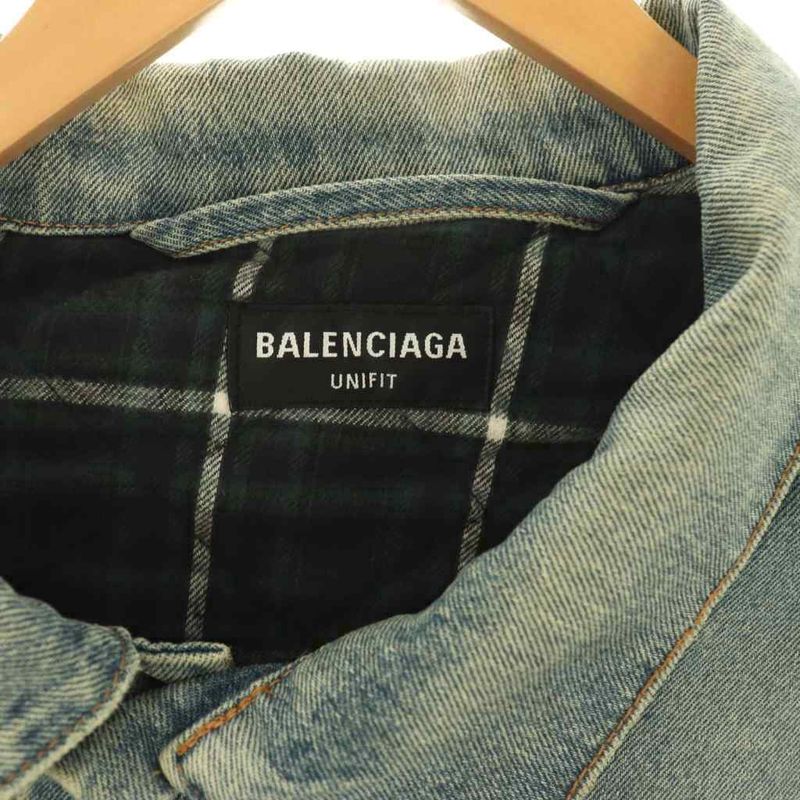 Balenciaga Asymmetrical Padded Denim Jacket G Jean XS Indigo Blue 662747 DO - OS
