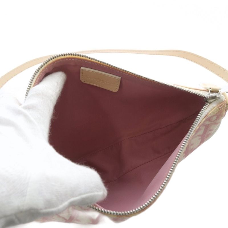 Christian DIOR Trotter Saddle Pouch Handbag One Handle Canvas Pink YO26 - OH