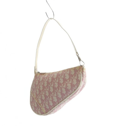 Christian DIOR Trotter Saddle Pouch Handbag One Handle Canvas Pink YO26 - OH