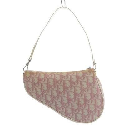 Christian DIOR Trotter Saddle Pouch Handbag One Handle Canvas Pink YO26 - OH