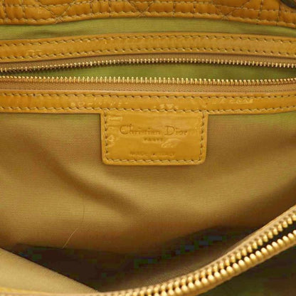 Christian DIOR Lady Dior Tote Bag Enamel Quilted Mustard Mi-os-oh