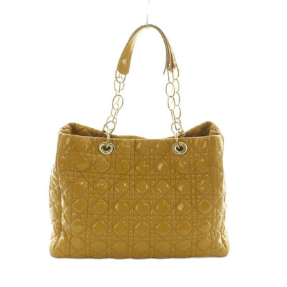 Christian DIOR Lady Dior Tote Bag Enamel Quilted Mustard Mi-os-oh