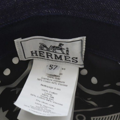 Hermes Helen Silky Denim Bucket Hat 57 Navy YO7 - OH