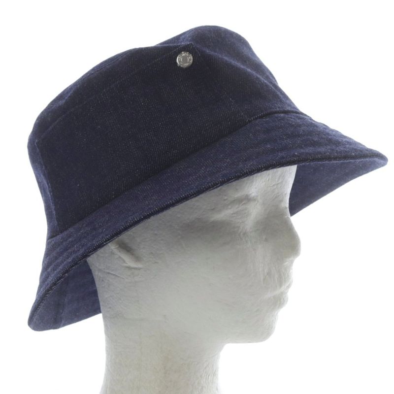 Hermes Helen Silky Denim Bucket Hat 57 Navy YO7 - OH