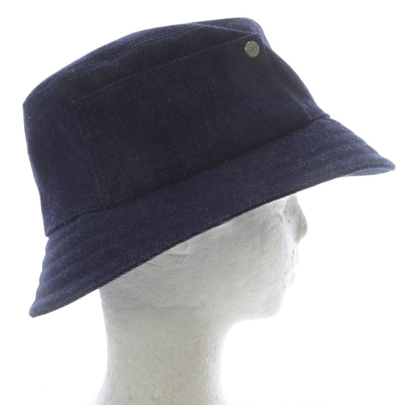 Hermes Helen Silky Denim Bucket Hat 57 Navy YO7 - OH