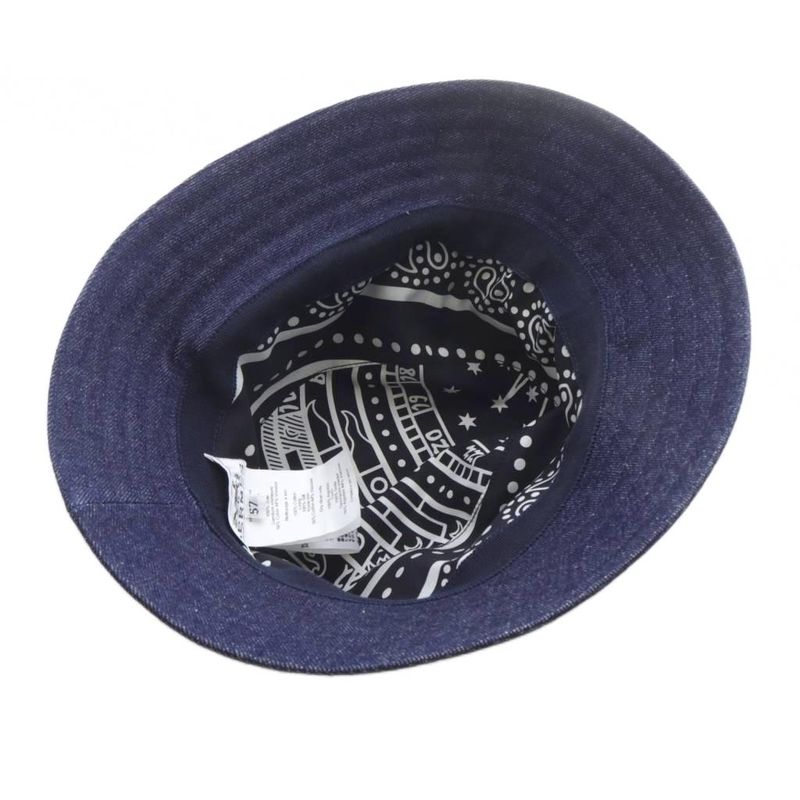 Hermes Helen Silky Denim Bucket Hat 57 Navy YO7 - OH