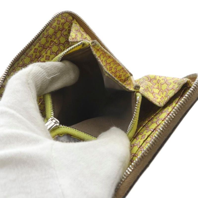 Hermes Azap Silkwin Compact Round Zip Wallet Leather Brown Marked U