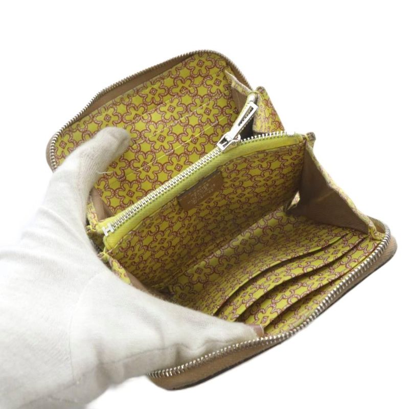 Hermes Azap Silkwin Compact Round Zip Wallet Leather Brown Marked U