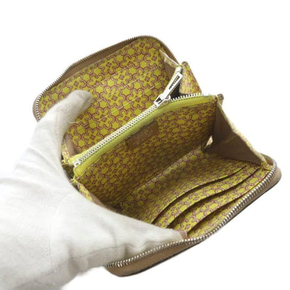 Hermes Azap Silkwin Compact Round Zip Wallet Leather Brown Marked U