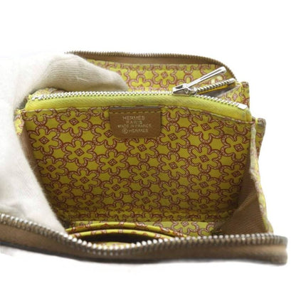 Hermes Azap Silkwin Compact Round Zip Wallet Leather Brown Marked U