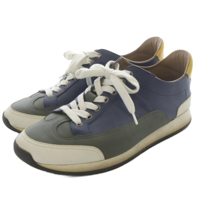 Hermes Trail Sneakers 41 Khaki Navy Blue Navy Blue
