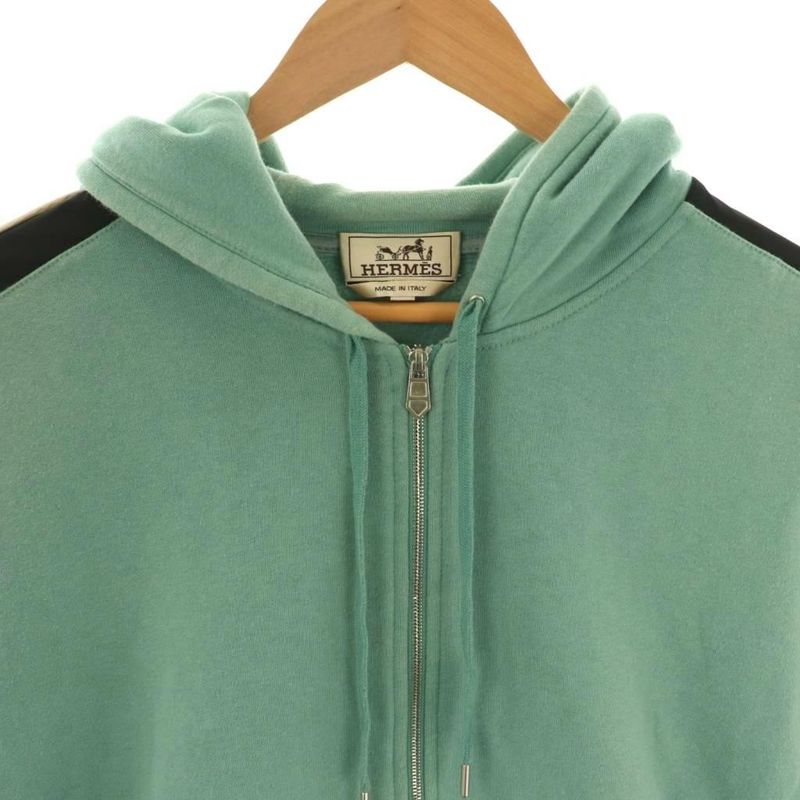Hermes Run H Zip Hoodie Hood Lined XL Mint Green Black White 21-5740 DO - OS