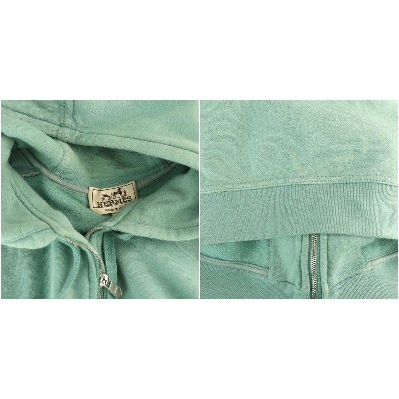 Hermes Run H Zip Hoodie Hood Lined XL Mint Green Black White 21-5740 DO - OS