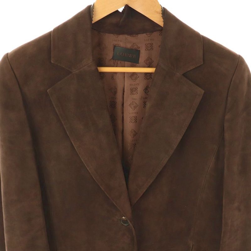 Loewe Lamb Leather Suede Jacket Tailored Fully Lined Brown CX - OS