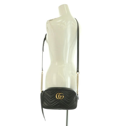 Gucci GG Marmont Shoulder Bag Quilted Leather Black 447632 MI - Os-oh