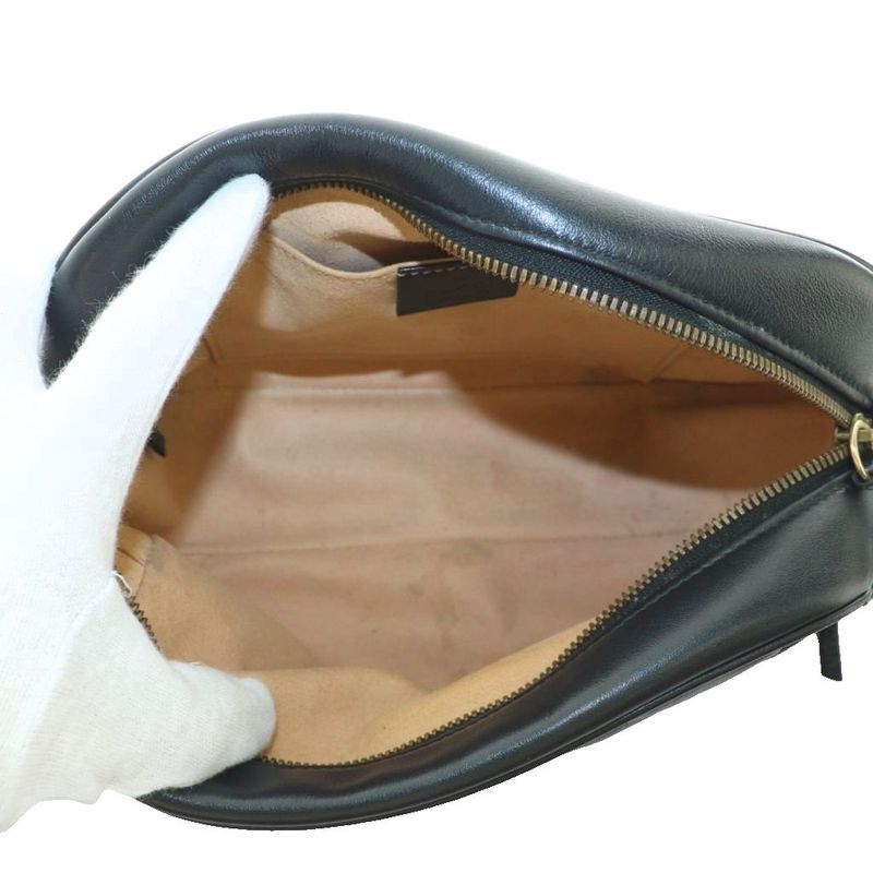 Gucci GG Marmont Shoulder Bag Quilted Leather Black 447632 MI - Os-oh