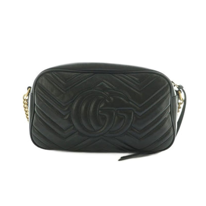 Gucci GG Marmont Shoulder Bag Quilted Leather Black 447632 MI - Os-oh