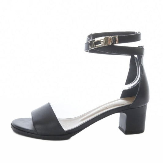 Hermes Manege Kelly Hardware Leather Strap Heel Sandals 36 Black 161129z YO4
