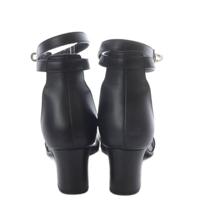 Hermes Manege Kelly Hardware Leather Strap Heel Sandals 36 Black 161129z YO4
