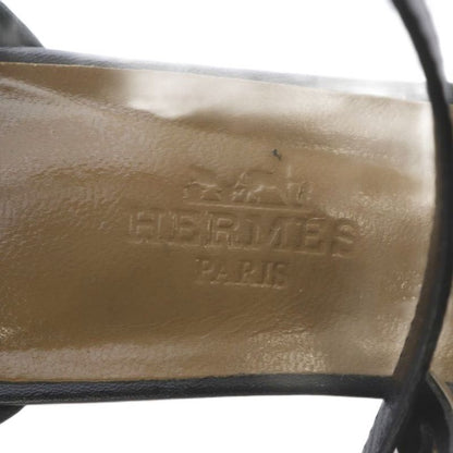 Hermes Manege Kelly Hardware Leather Strap Heel Sandals 36 Black 161129z YO4