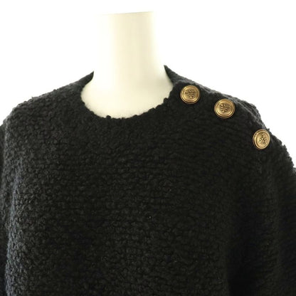 Prada 23 P24a2a Gold Button Mohair Blend Boucle Knit Sweater 38 Black ES - OS -