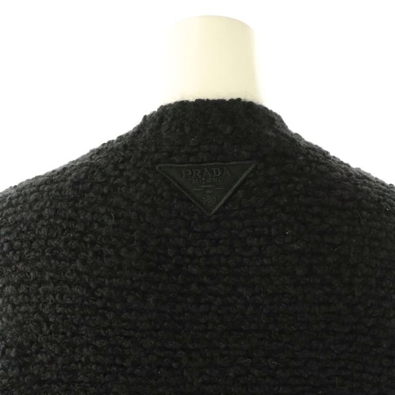 Prada 23 P24a2a Gold Button Mohair Blend Boucle Knit Sweater 38 Black ES - OS -