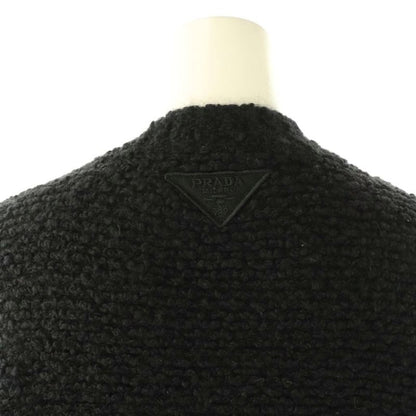 Prada 23 P24a2a Gold Button Mohair Blend Boucle Knit Sweater 38 Black ES - OS -
