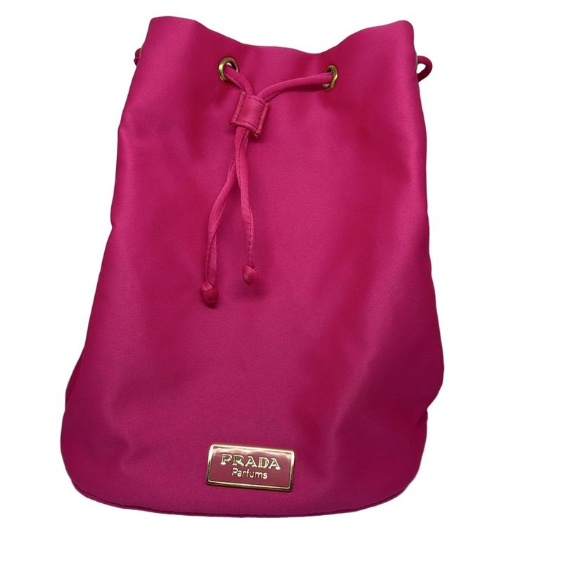 Prada Pouch - Pink And Black Parfums Drawstring Shape