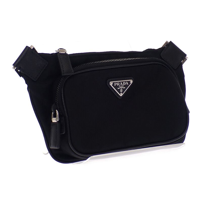 Prada Saffiano Leather 2vh128_2dmh_f0002 Shoulder Bag Nylon Black Men Ladies