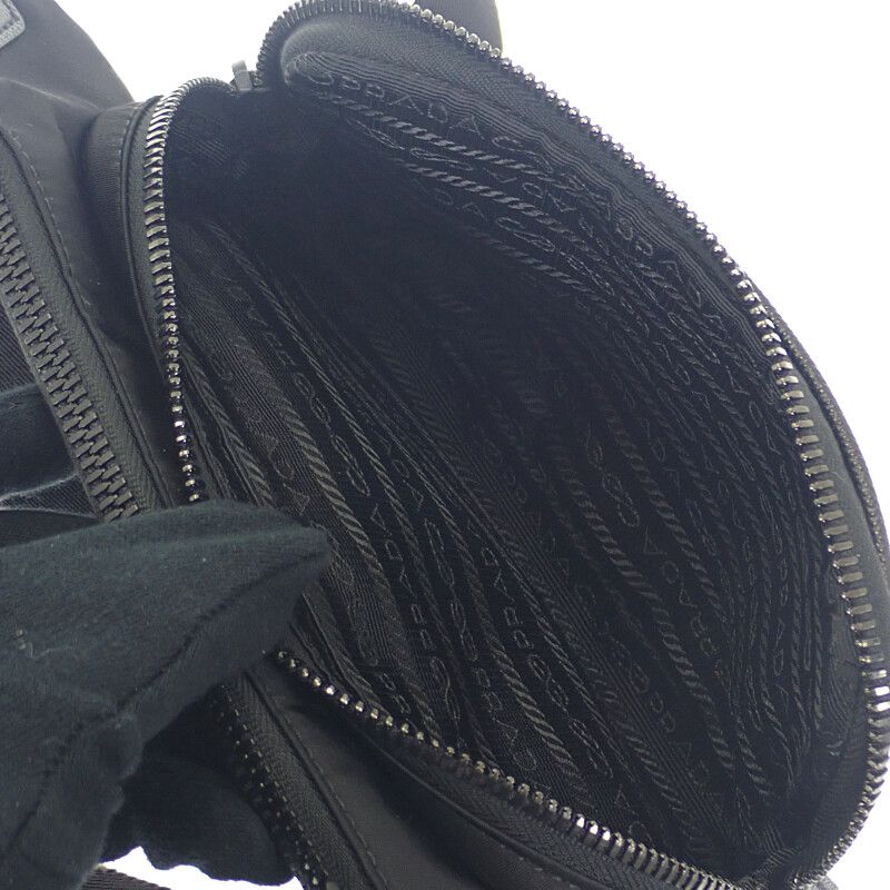 Prada Saffiano Leather 2vh128_2dmh_f0002 Shoulder Bag Nylon Black Men Ladies