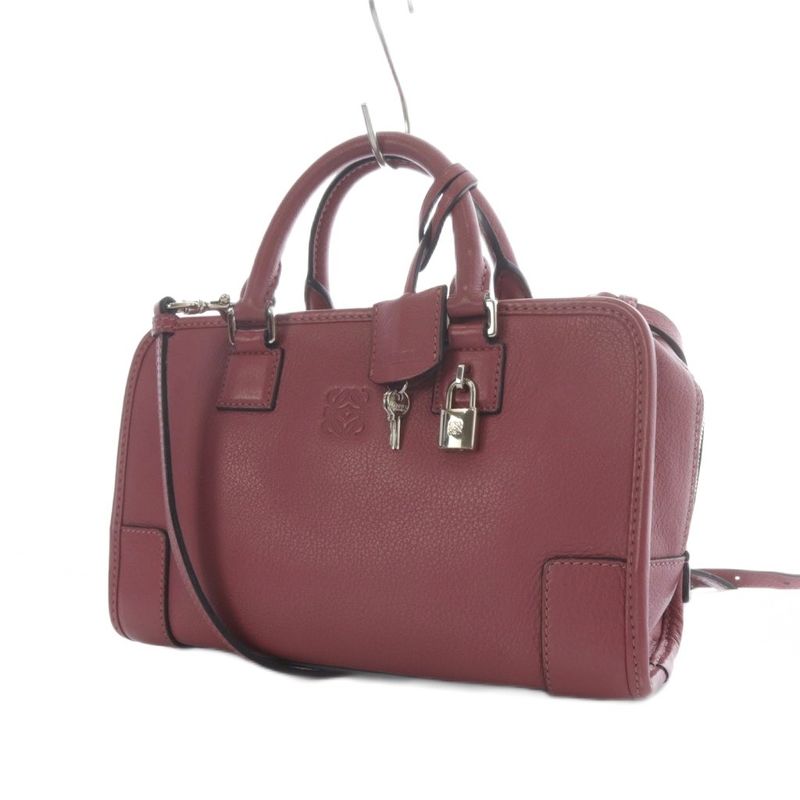 Loewe Amazona 23 Handbag Shoulder Bag 2way Crossbody Leather Pink With Padlock