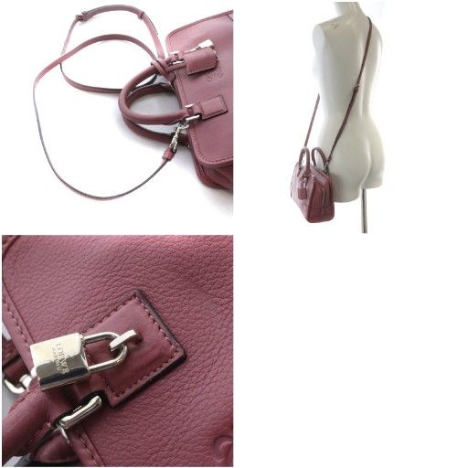 Loewe Amazona 23 Handbag Shoulder Bag 2way Crossbody Leather Pink With Padlock